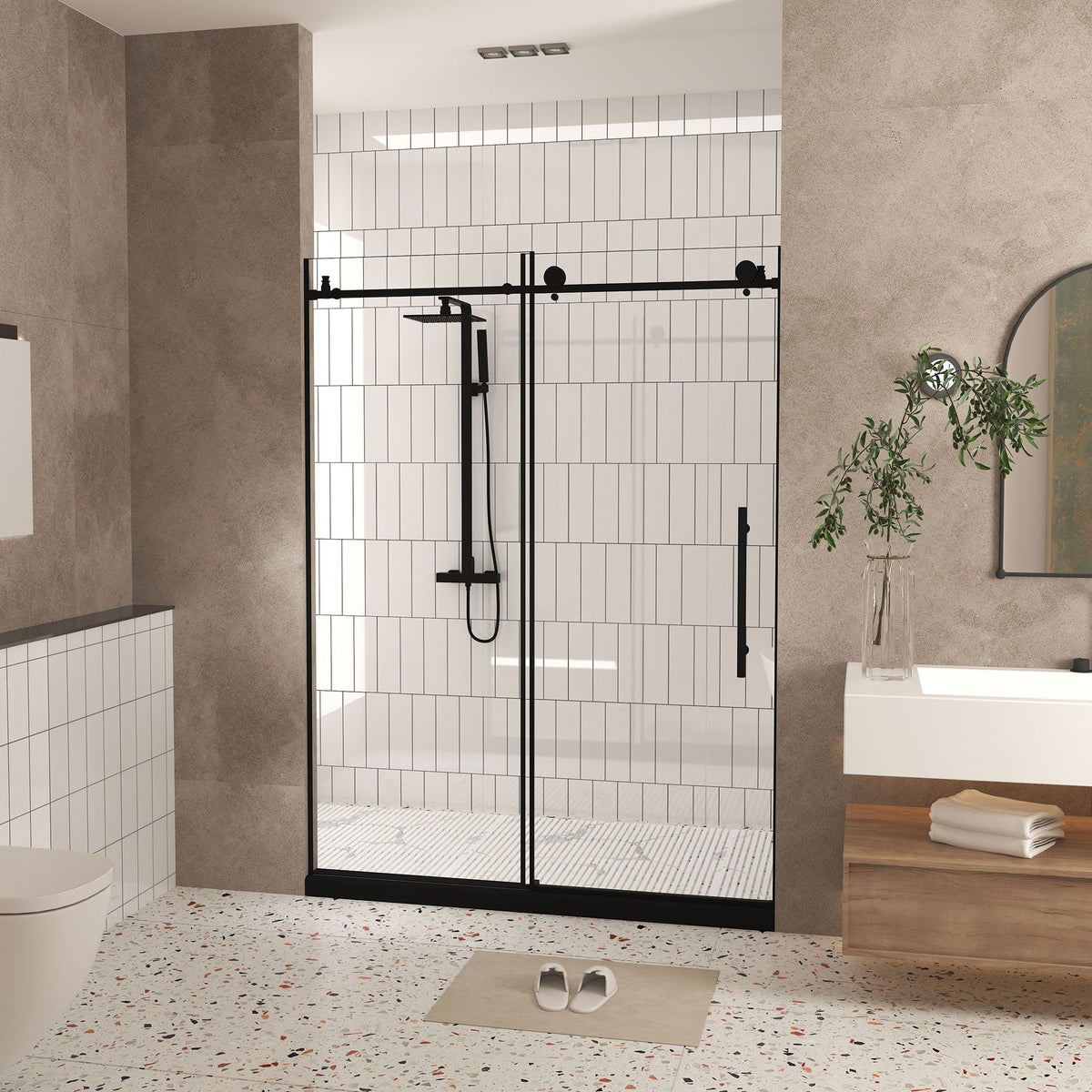 Frameless Shower Door Tempered Glass - Black by HouseOfZazla; black hardware, glass door on Tampa Home & Garden Store