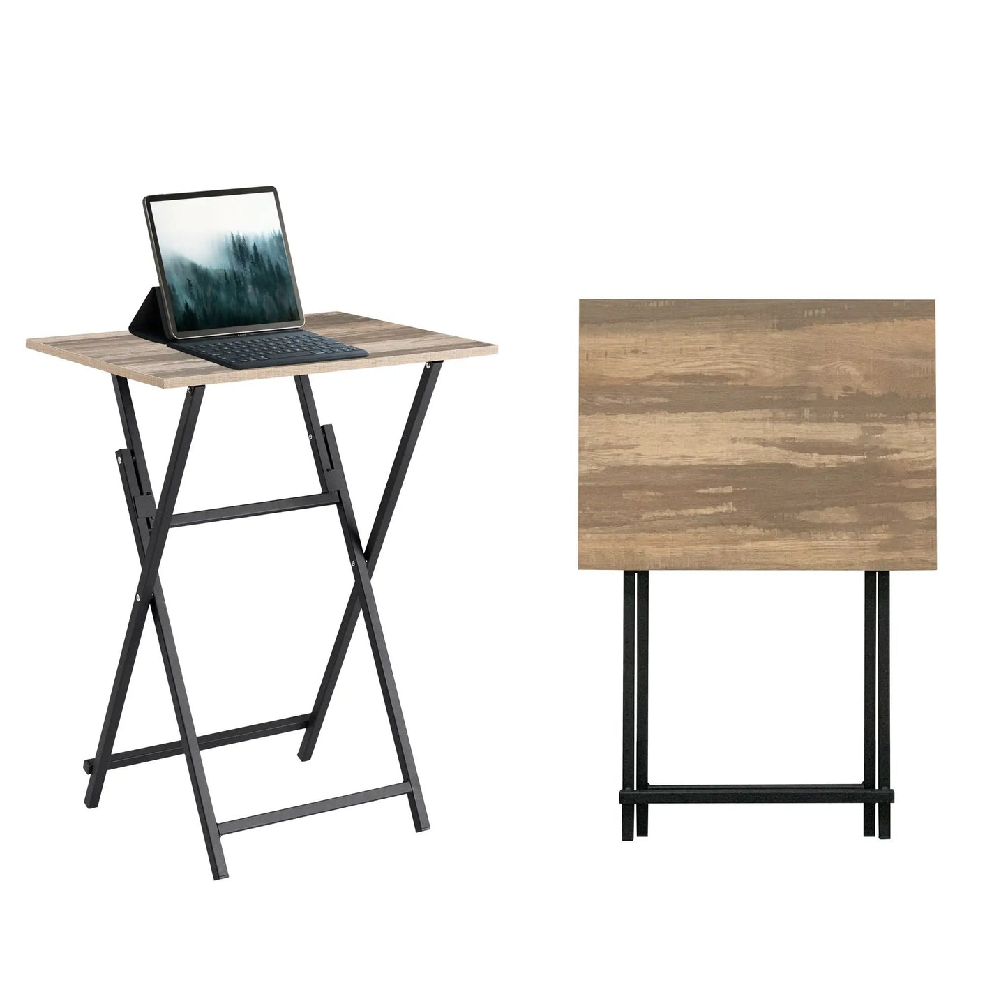 2-Piece Folding TV Tray Table Portable Sofa Table