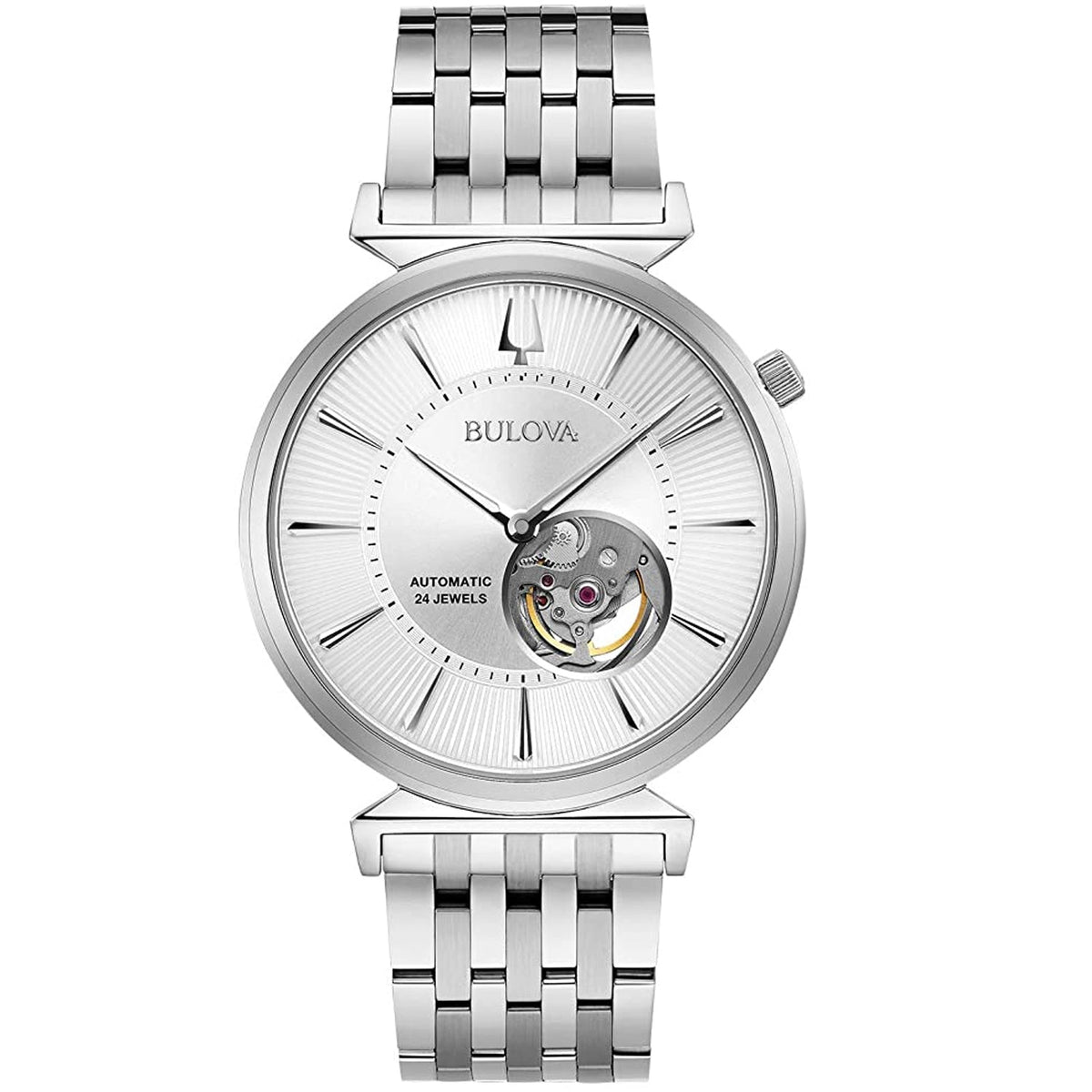 Bulova Regatta men's automatic skeleton watch with stainless steel bracelet on Tampa Home & Garden Store