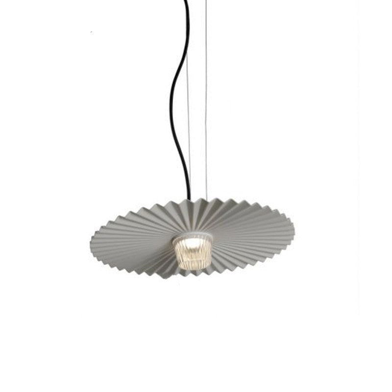 Nordic Modern Pendant Lamp for Restaurants, gray pleated shade with exposed bulb on Tampa Home & Garden Store