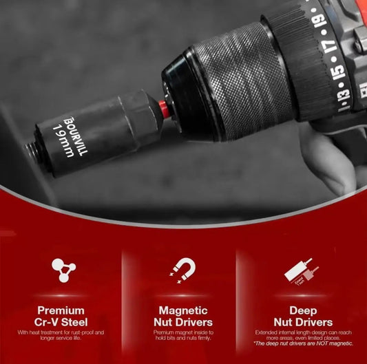MagniDrive 55pc Nut Driver Set close-up showing magnetic nut drivers and knurled chuck on Tampa Home & Garden Store