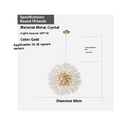 Dandelion Crystal Chandelier by Decorbites, gold crystal sphere pendant 60cm diameter on Tampa Home & Garden Store