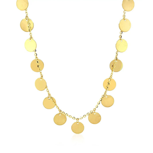Choker necklace with polished 14K gold discs on a delicate chain by Bids on Tampa Home & Garden Store