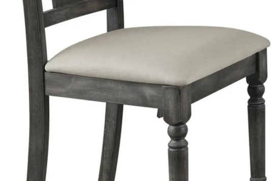 Wallace side chair set of 2 with tan upholstered seat on weathered gray wooden frame on Tampa Home & Garden Store