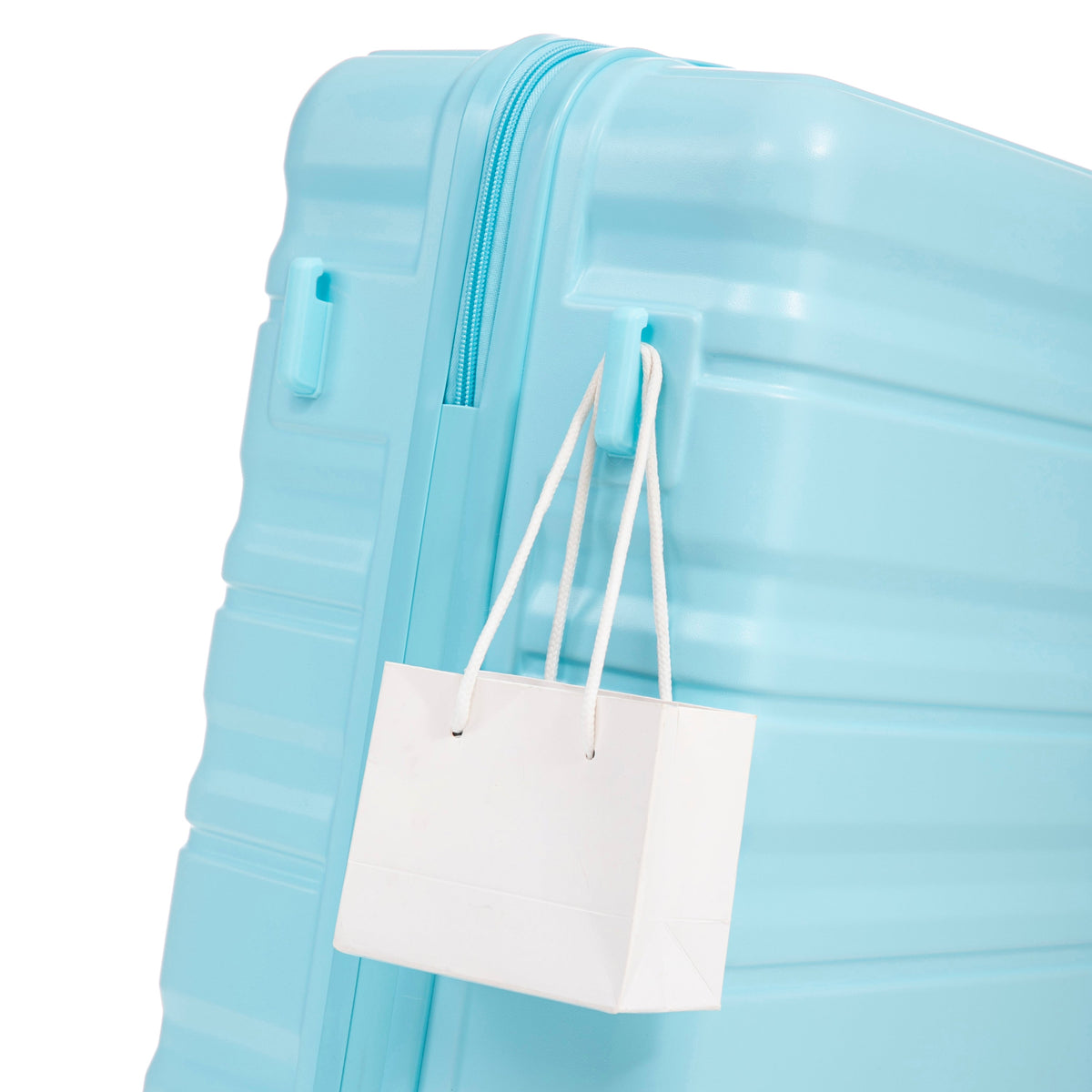 HIFINE Tourist 3-Piece blue luggage set with white shopping bag on Tampa Home & Garden Store