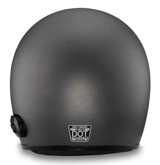 Low Profile Vintage Motorcycle Helmet by BikerZoneZ matte black with DOT badge on back on Tampa Home & Garden Store