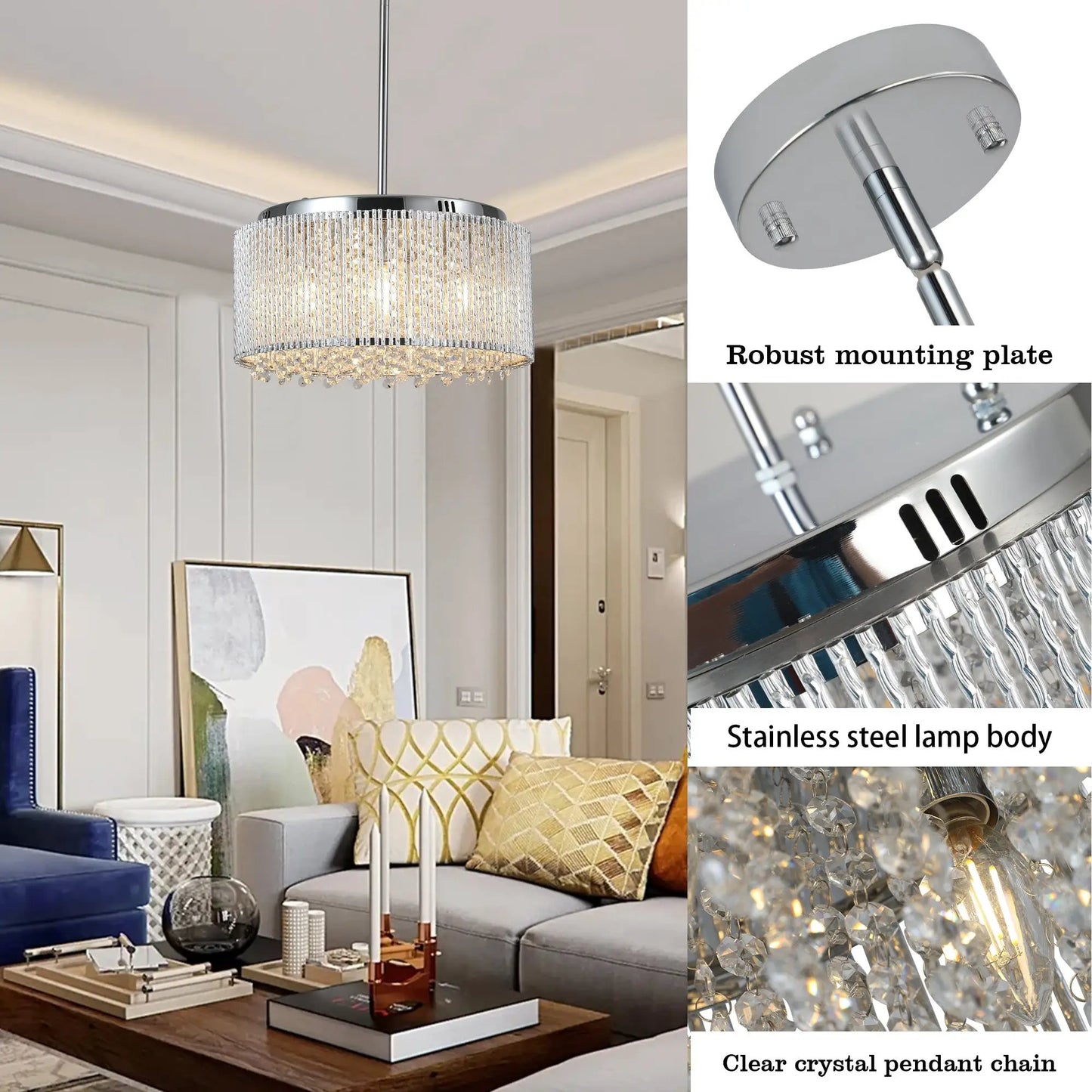 Lustre en cristal moderne pour salon, lampe ronde en cristal, luminaire de luxe pour la décoration intérieure