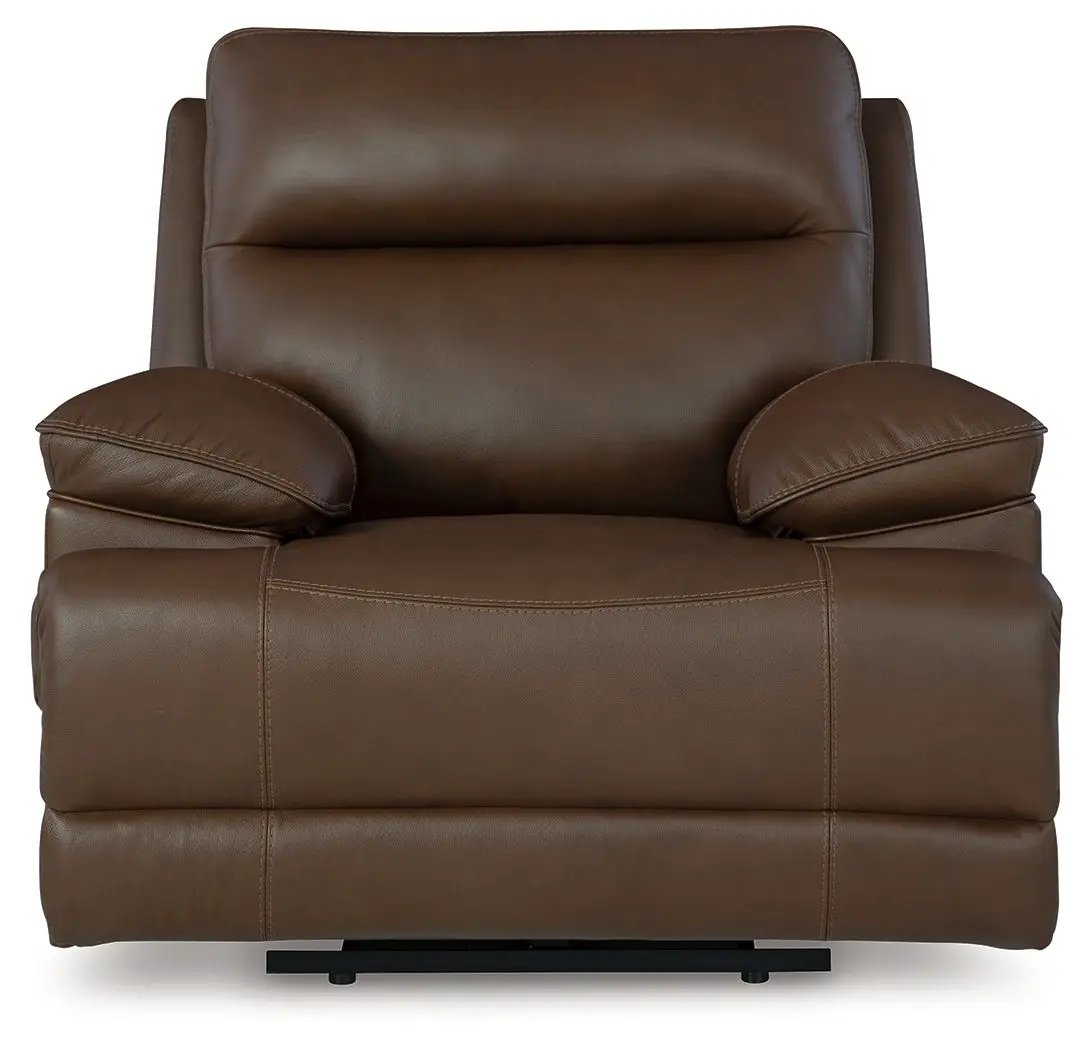 Vonryan power recliner with adjustable headrest in tobacco brown leather Unique Piece Furniture on Tampa Home & Garden Store