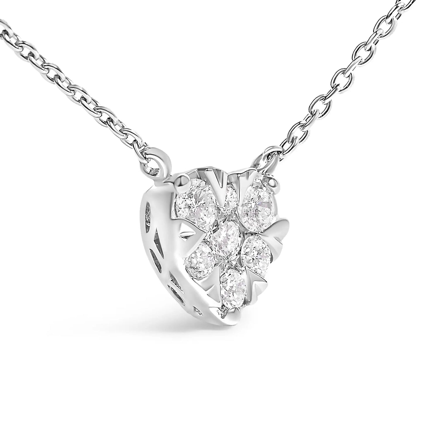 14K white gold diamond heart pendant necklace with bold link chain by Bids on Tampa Home & Garden Store