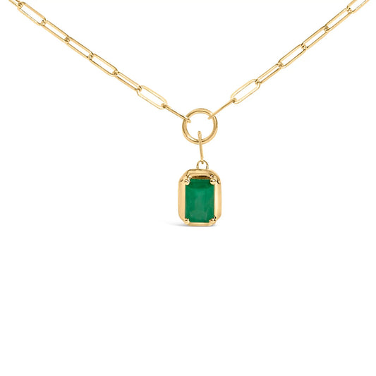 10K yellow gold emerald-cut pendant necklace featuring an emerald-green gemstone on Tampa Home & Garden Store