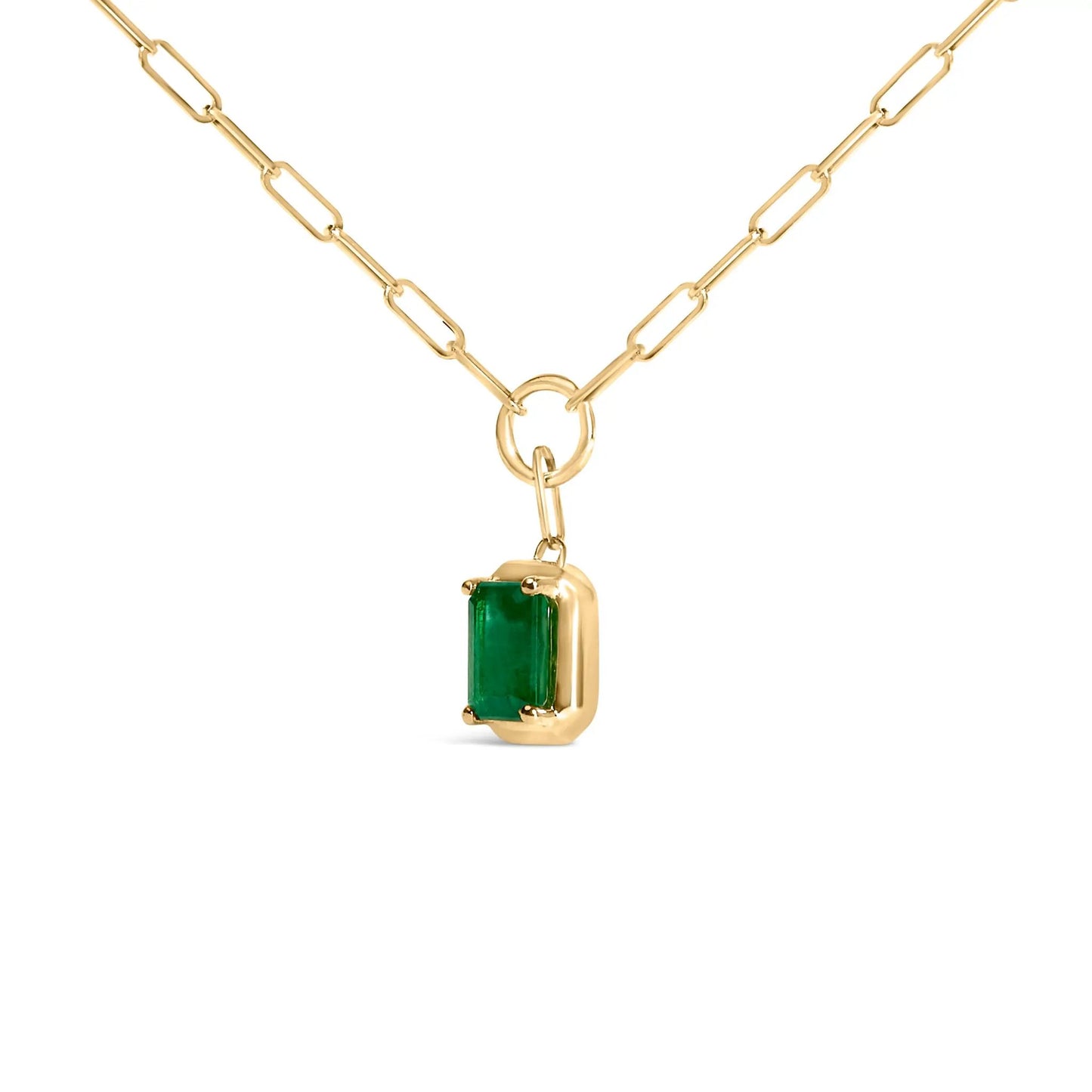 10K yellow gold emerald-cut pendant necklace with green emerald on a gold chain by Bids on Tampa Home & Garden Store