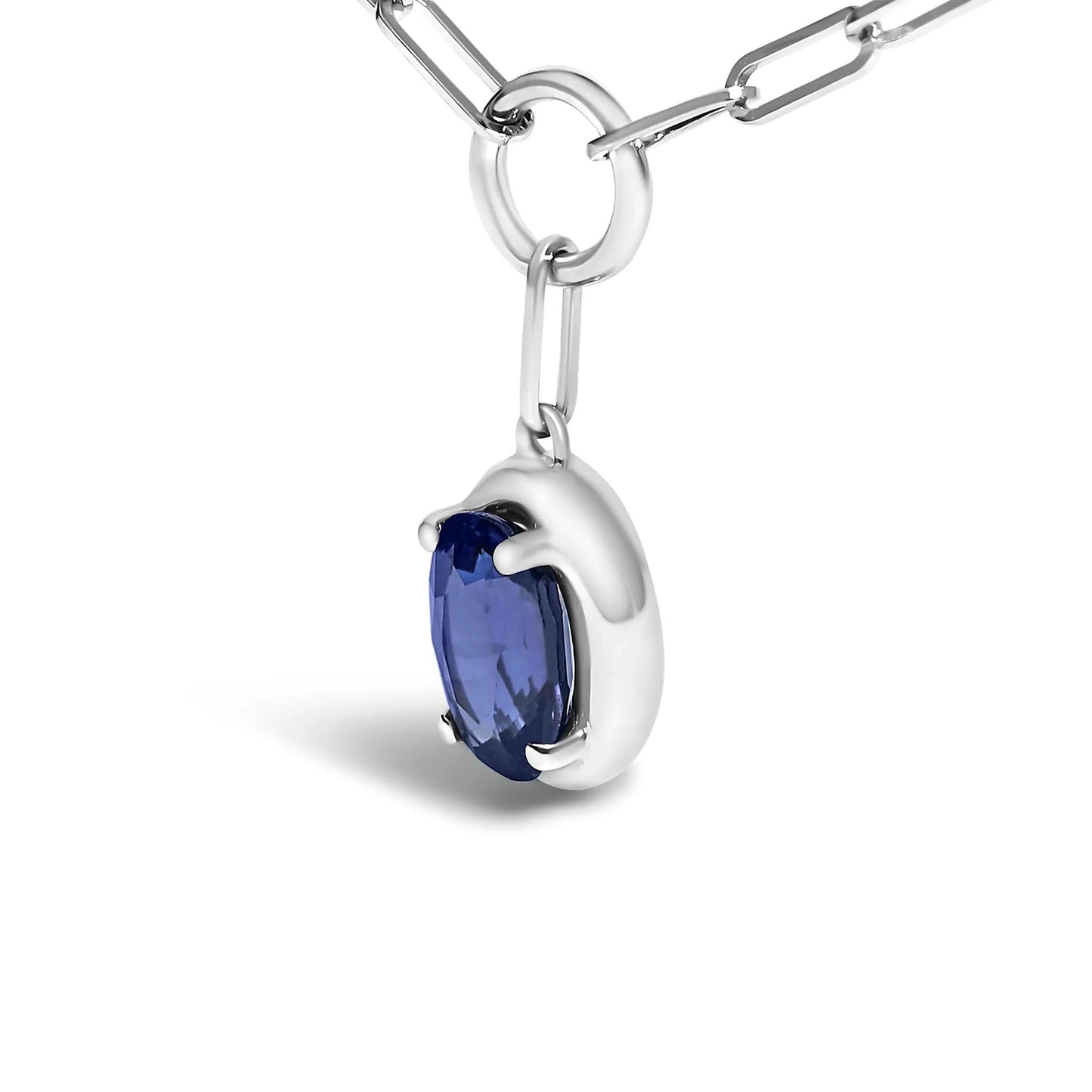 Blue Sapphire 10K White Gold Paperclip Necklace by Bids on Tampa Home & Garden Store
