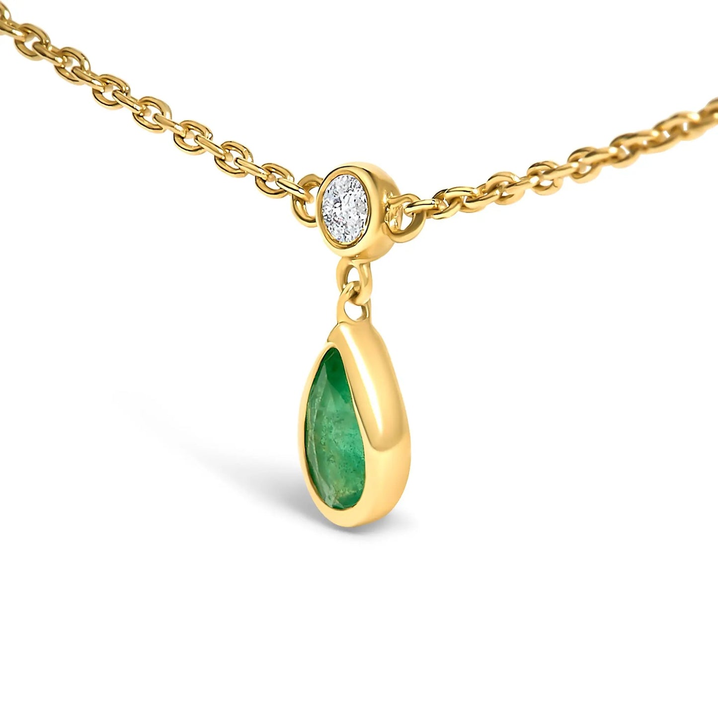 10K gold emerald and diamond necklace with oval emerald pendant on a delicate chain on Tampa Home & Garden Store