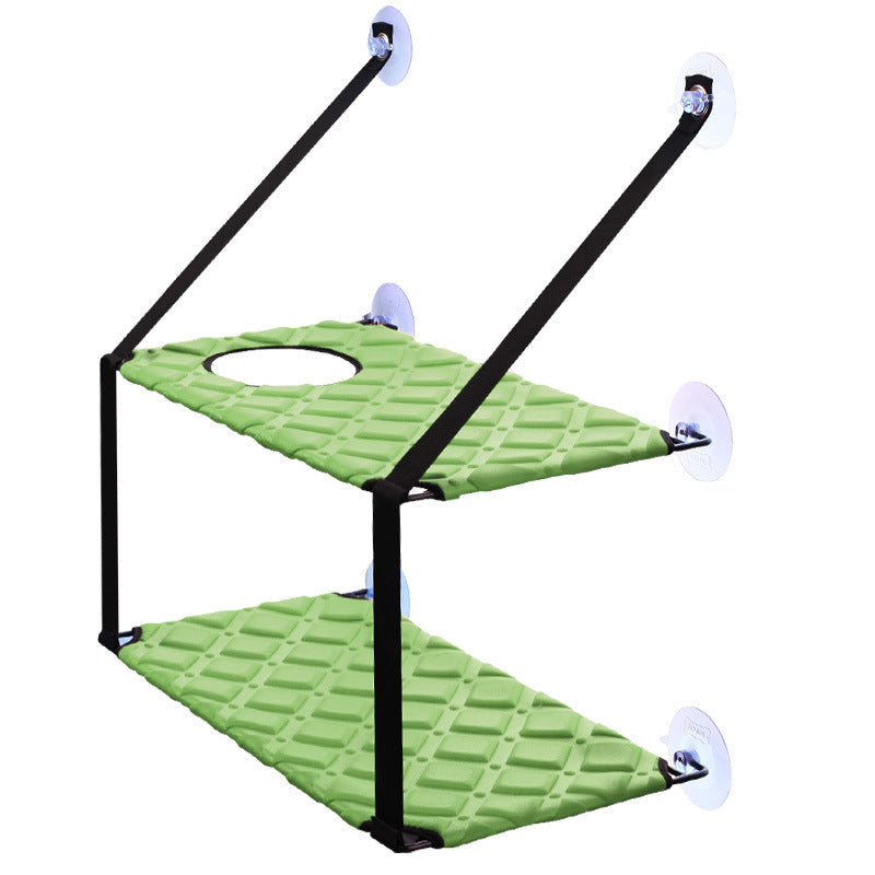 Cat hammock window resting seat perch, green two-tier shelves with suction cups by Sell My Stuff on Tampa Home & Garden Store
