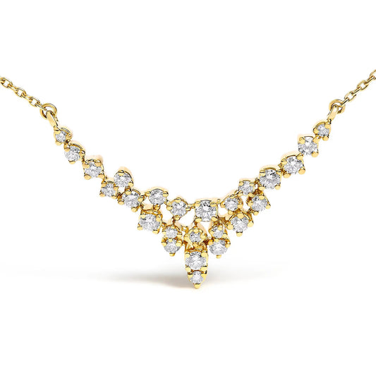 14K yellow gold diamond V necklace with 1/2 Cttw diamonds, V-shaped drop design on Tampa Home & Garden Store
