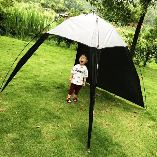 Pop up Beach Tent Sun Shade Anti UV Shelter with white top and black side panels on Tampa Home & Garden Store