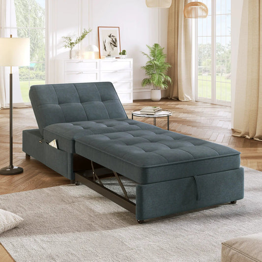4 in 1 Sofa Bed with USB Port and Storage Bag in teal fabric, modern living room setup on Tampa Home & Garden Store