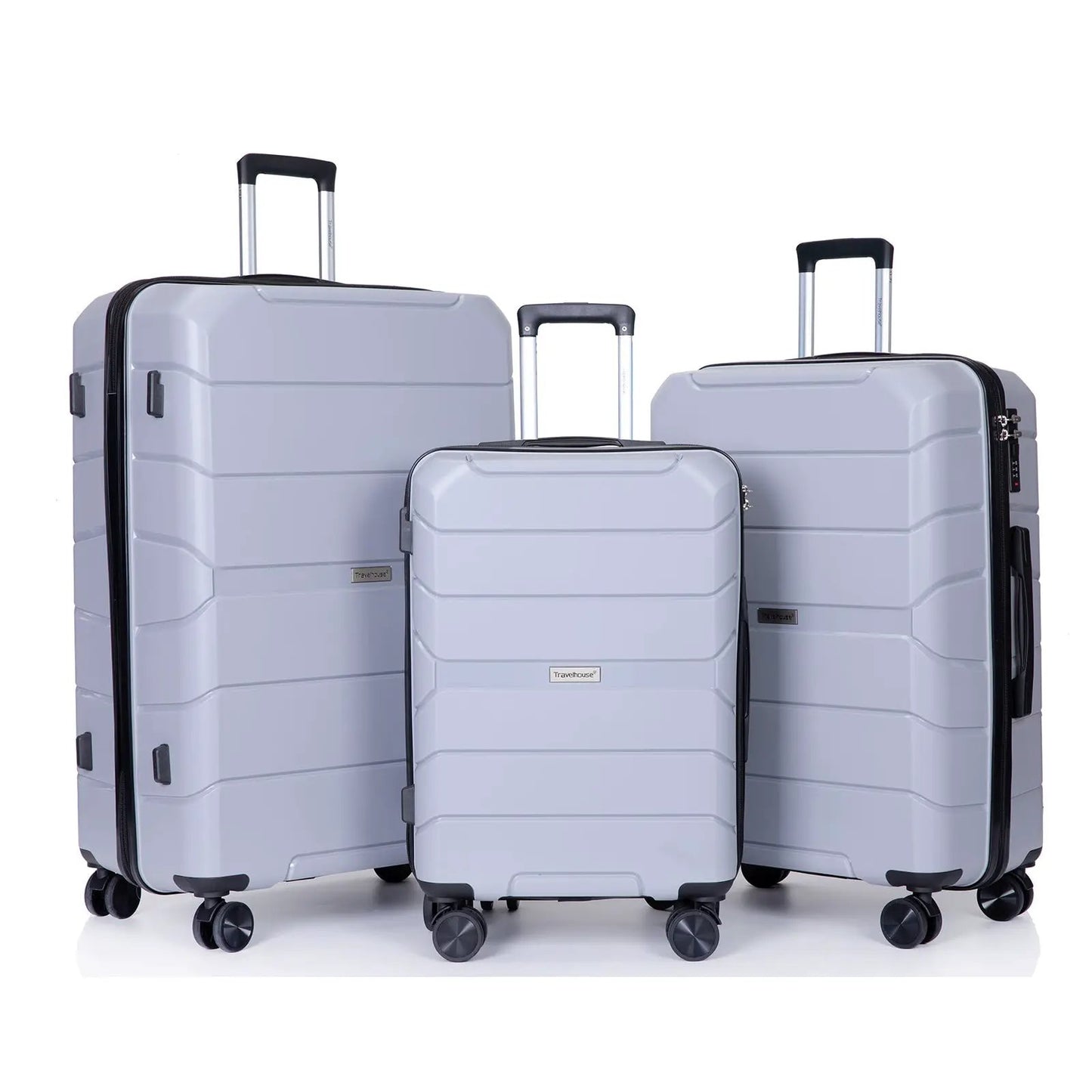 Hardshell luggage set 3-piece Travelhouse gray suitcases with spinner wheels TSA locks on Tampa Home & Garden Store