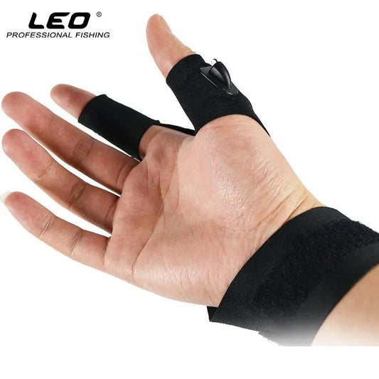 Magic Strap Fingerless Led Glove by LEO, black with LED light for night fishing on Tampa Home & Garden Store