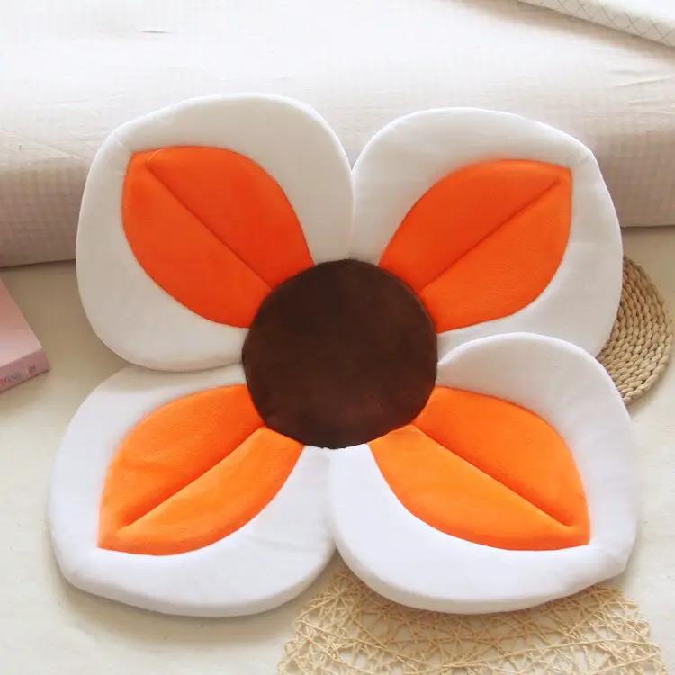 80cm Blooming Foldable Baby Bath Mat Flower Tub with white petals orange inner petals and brown center on Tampa Home & Garden Store