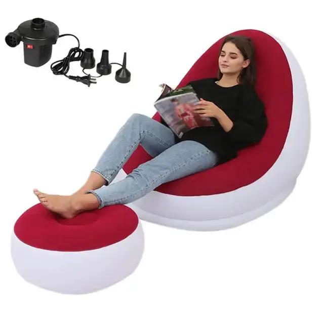 Colchón de aire inflable Sillón perezoso Silla de cubierta Cómodo reposapiés individual para uso doméstico y exterior