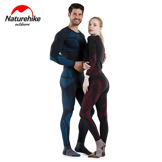 Quick Drying Thermal Underwear unisex long johns in black with blue panels, Naturehike on Tampa Home & Garden Store