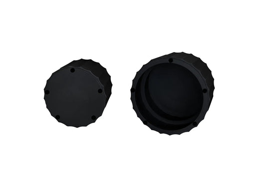 Round black nesting coffee tables set of 2 with scalloped rims on Tampa Home & Garden Store