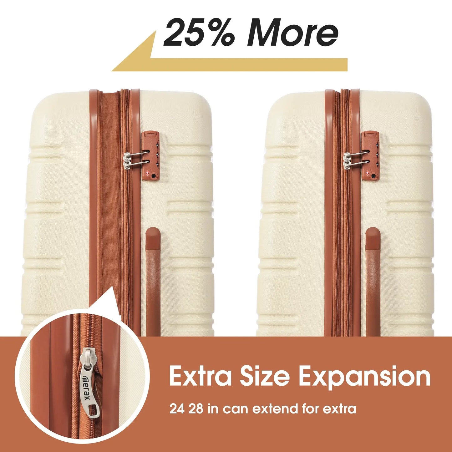 Antique White Luggage Set Hardside Spinner, cream cases with brown trim, 2-piece set on Tampa Home & Garden Store