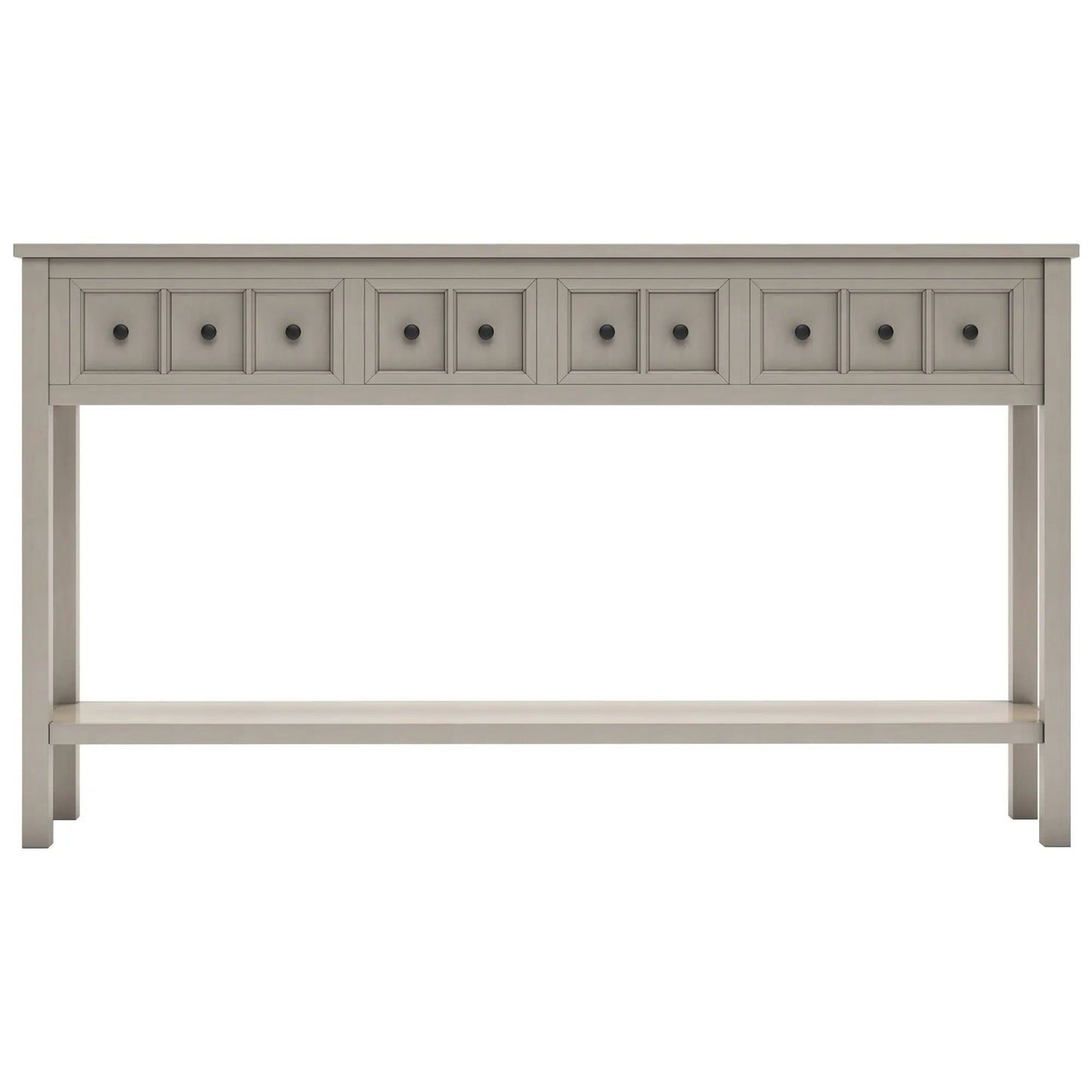 Trexm Rustic Entryway Console Table 60 Inch in gray wood with paneled drawer fronts and black knobs on Tampa Home & Garden Store