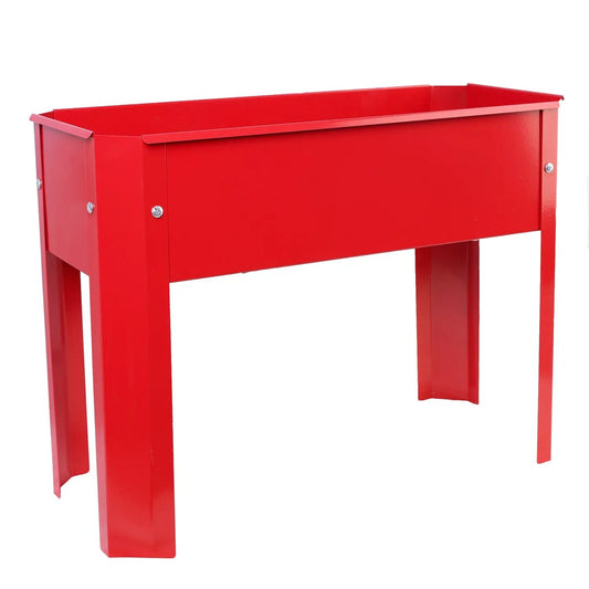 Mini Elevated garden bed, metal elevated outdoor flowerpot box, suitable for backyard and terrace, large flowerpot Red + Steel - Tampa Home & Garden Store