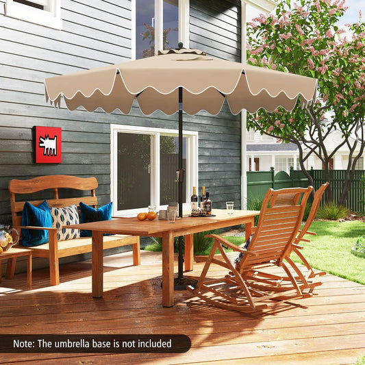 9 Feet Patio Umbrella with Crank Handle and Push Button Tilt-Brown - Tampa Home & Garden Store