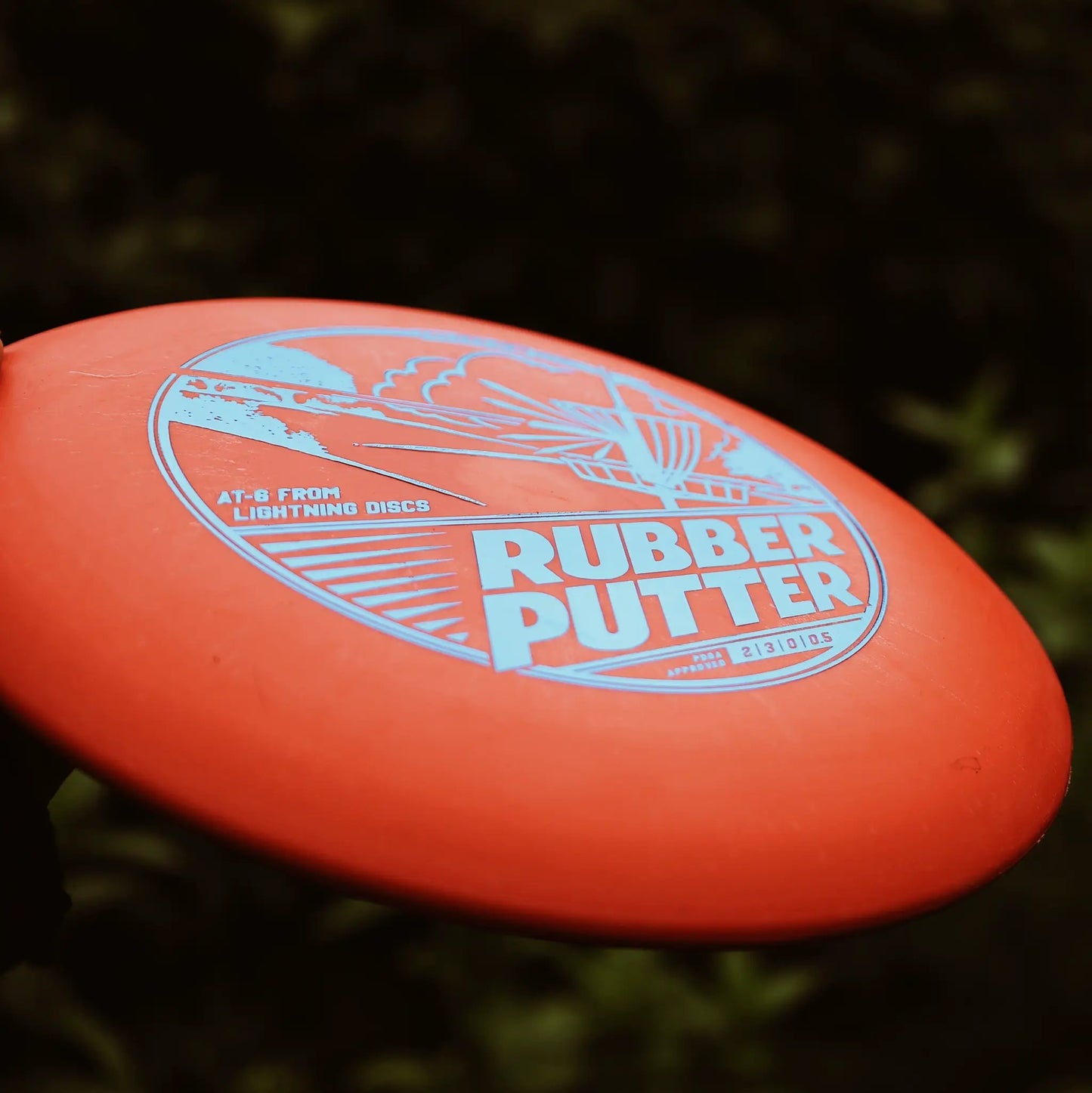 Lightning Sure Grip Rubber Putter golf disc orange with blue graphic Lightning Discs on Tampa Home & Garden Store