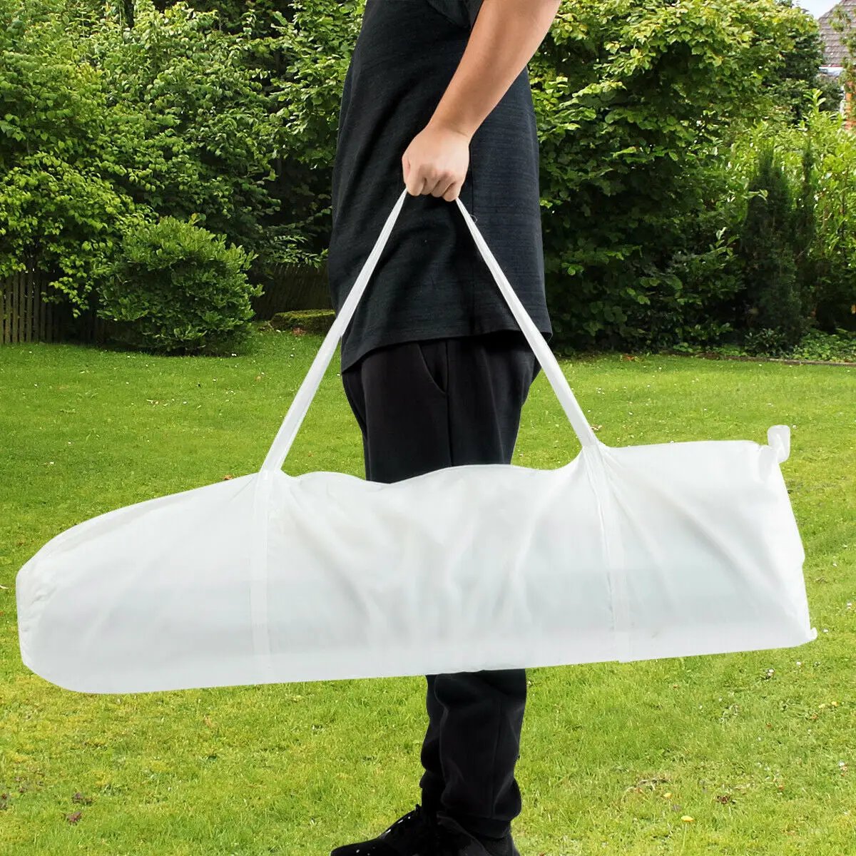 White 10 x 20 ft outdoor canopy tent carry bag carried by person on lawn on Tampa Home & Garden Store