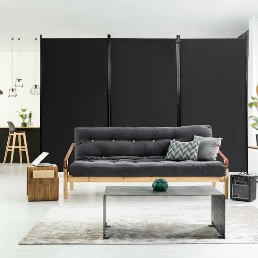 Three Panel Room Divider with Durable Hinges black folding privacy screen DirectDeals on Tampa Home & Garden Store