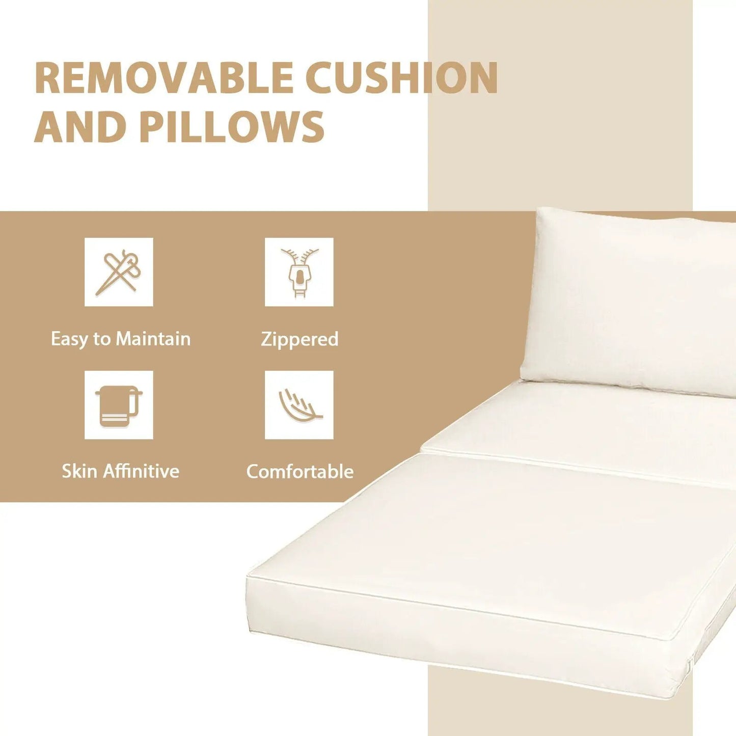 5 Piece Patio Rattan Set with Cushioned Sofa by DirectDeals in cream cushions on Tampa Home & Garden Store