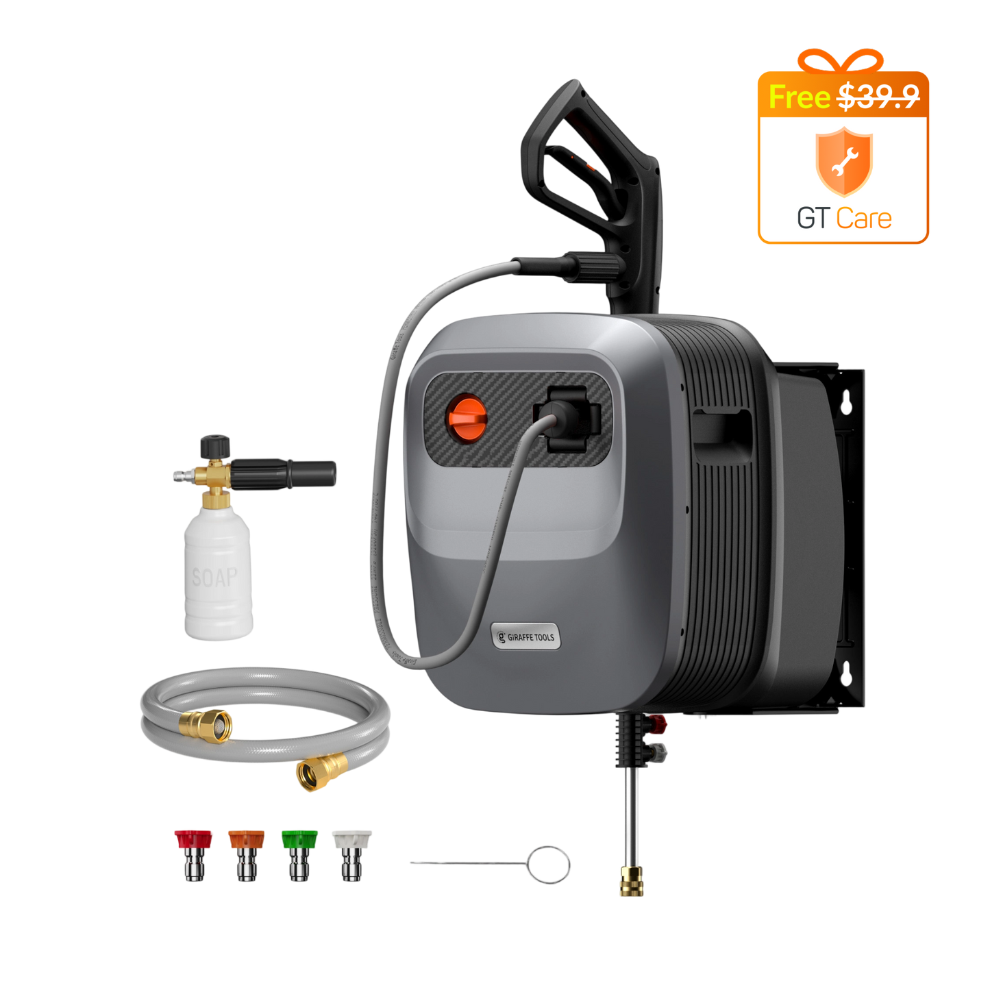 Grandfalls G20 pressure washer all-in-one with gray housing, hoses and accessories Giraffe Tools on Tampa Home & Garden Store