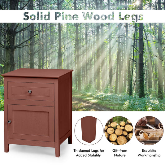2-Tier Accent Table with Spacious Tabletop-Cherry - Tampa Home & Garden Store