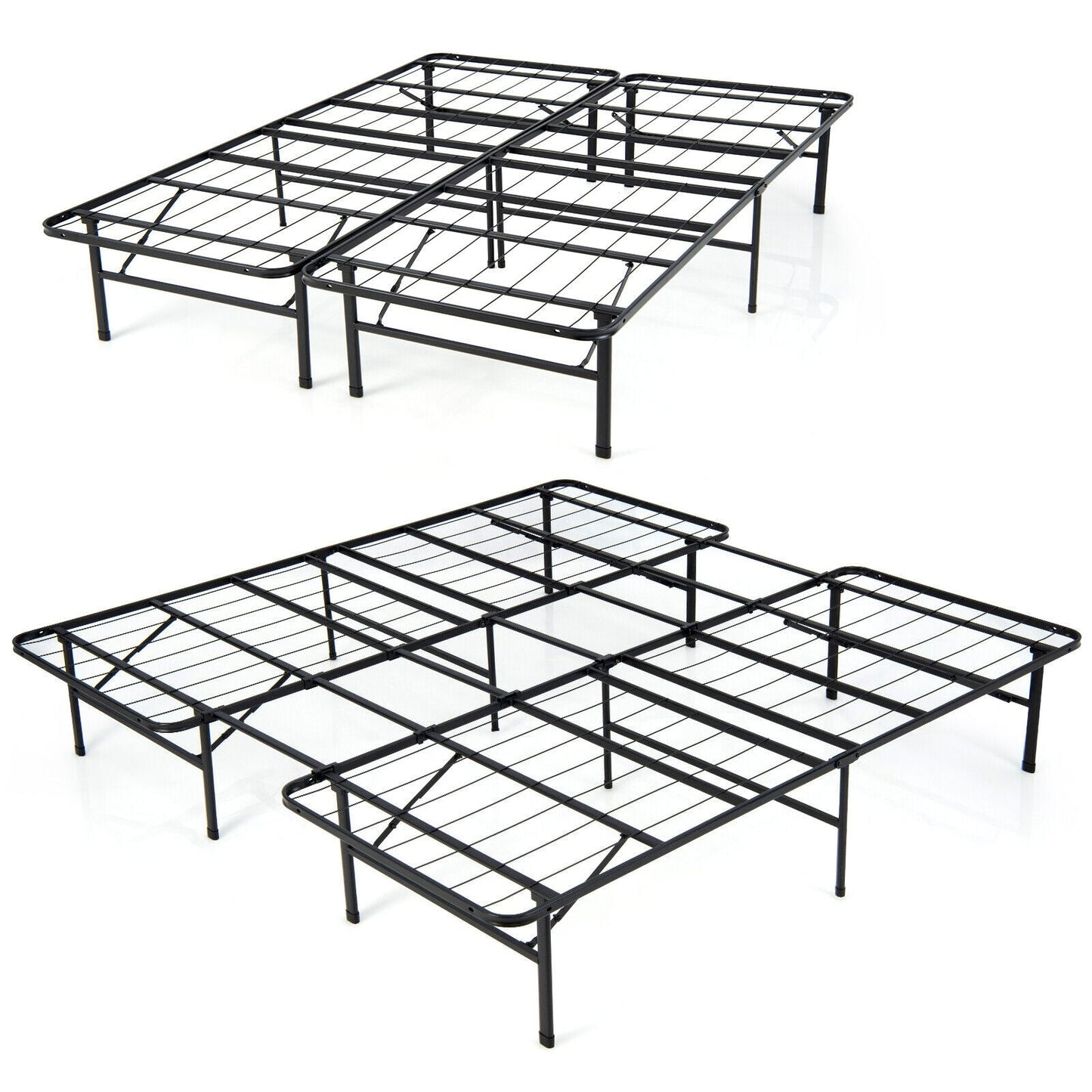 Base de cama plegable de plataforma de acero, tamaño Queen/King, para niños y adultos - Tamaño King