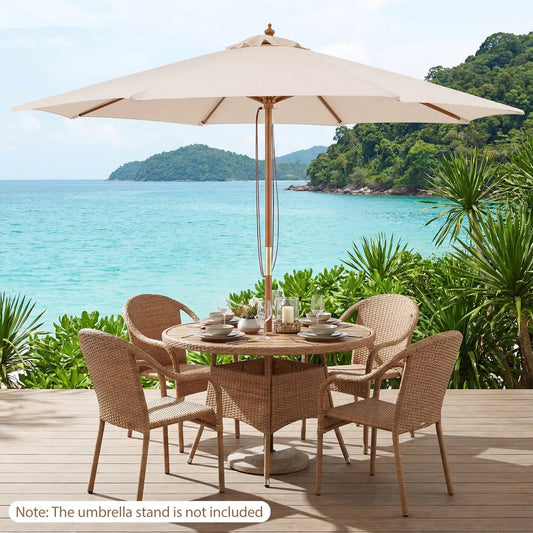 9 ft patio umbrella with 8 bamboo ribs, beige canopy, DirectDeals outdoor umbrella on Tampa Home & Garden Store