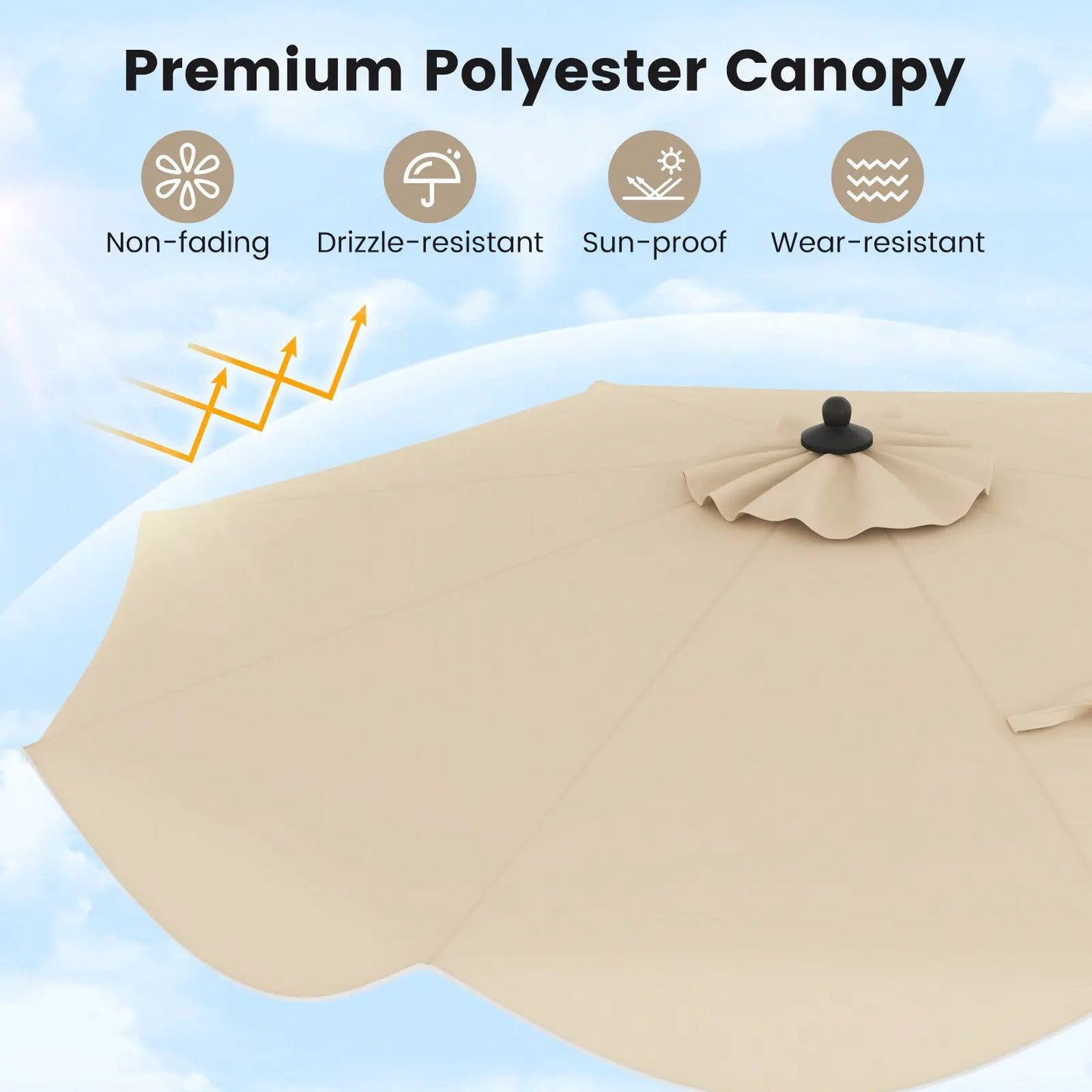 9 FT Patio Umbrella with Crank Handle and Push Button Tilt-Beige - Tampa Home & Garden Store