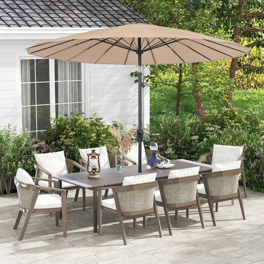 9 Feet Round Patio Umbrella with 18 Fiberglass Ribs-Tan - Tampa Home & Garden Store