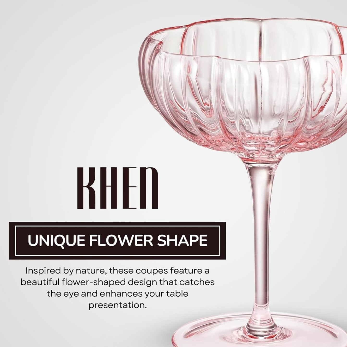 Blush Pink Floral Coupe and Cocktail Glasses