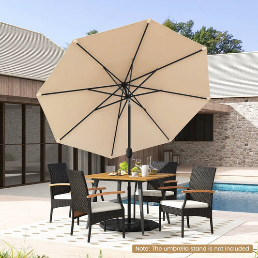 9 ft Outdoor Market Patio Table Umbrella Push Button Tilt Crank Lift-Beige - Tampa Home & Garden Store