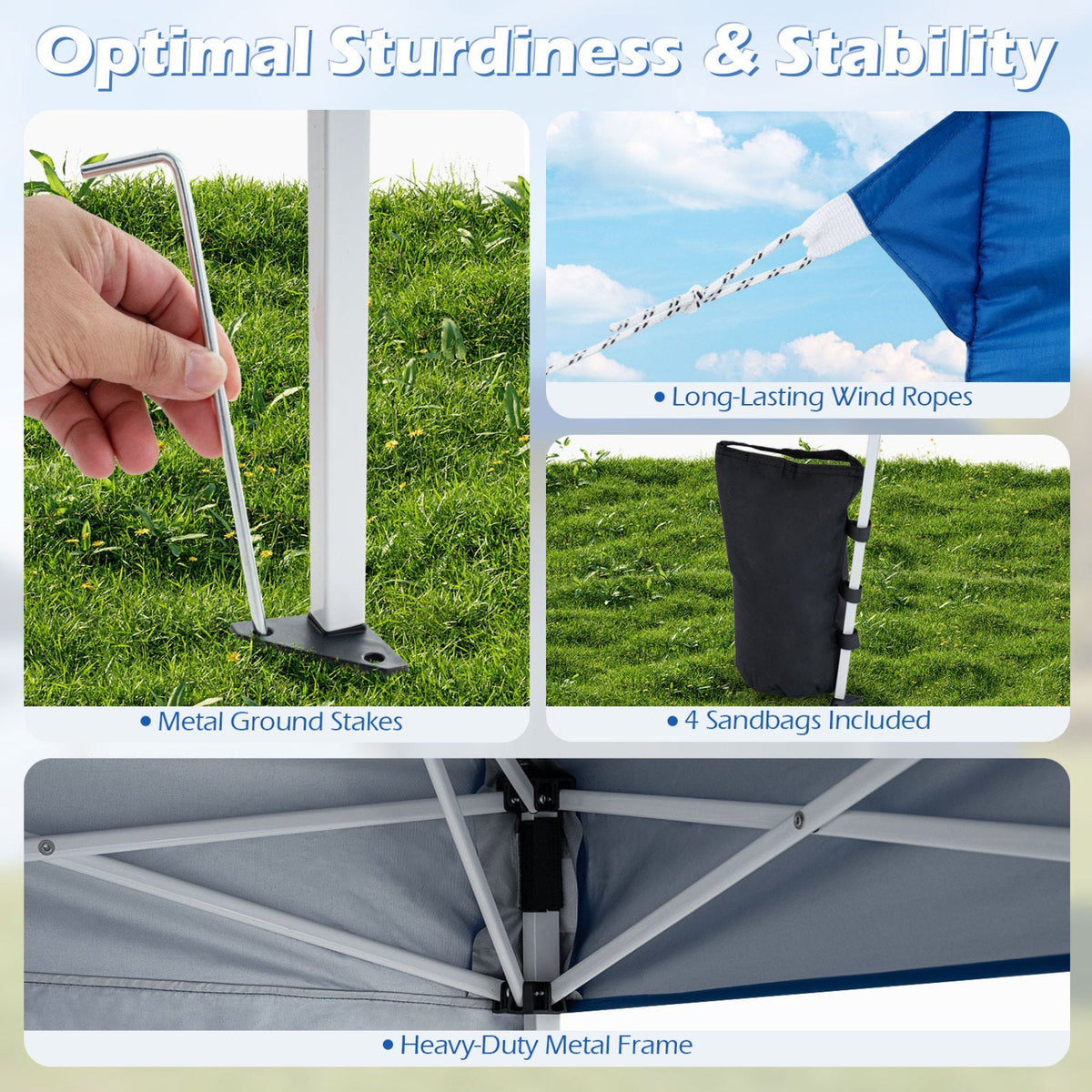 Pop Up Canopy Tent 9x9 ft with carry bag and stakes, metal frame on Tampa Home & Garden Store
