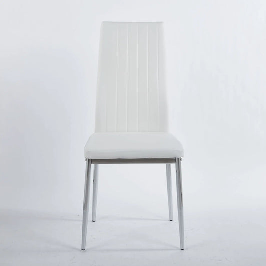 Minimalist Dining Chair set of 4, white upholstery with chrome legs Unique Piece Furniture on Tampa Home & Garden Store