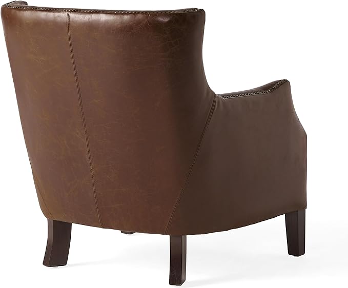 Classic Vintage Brown Leather Lounge Accent Chair