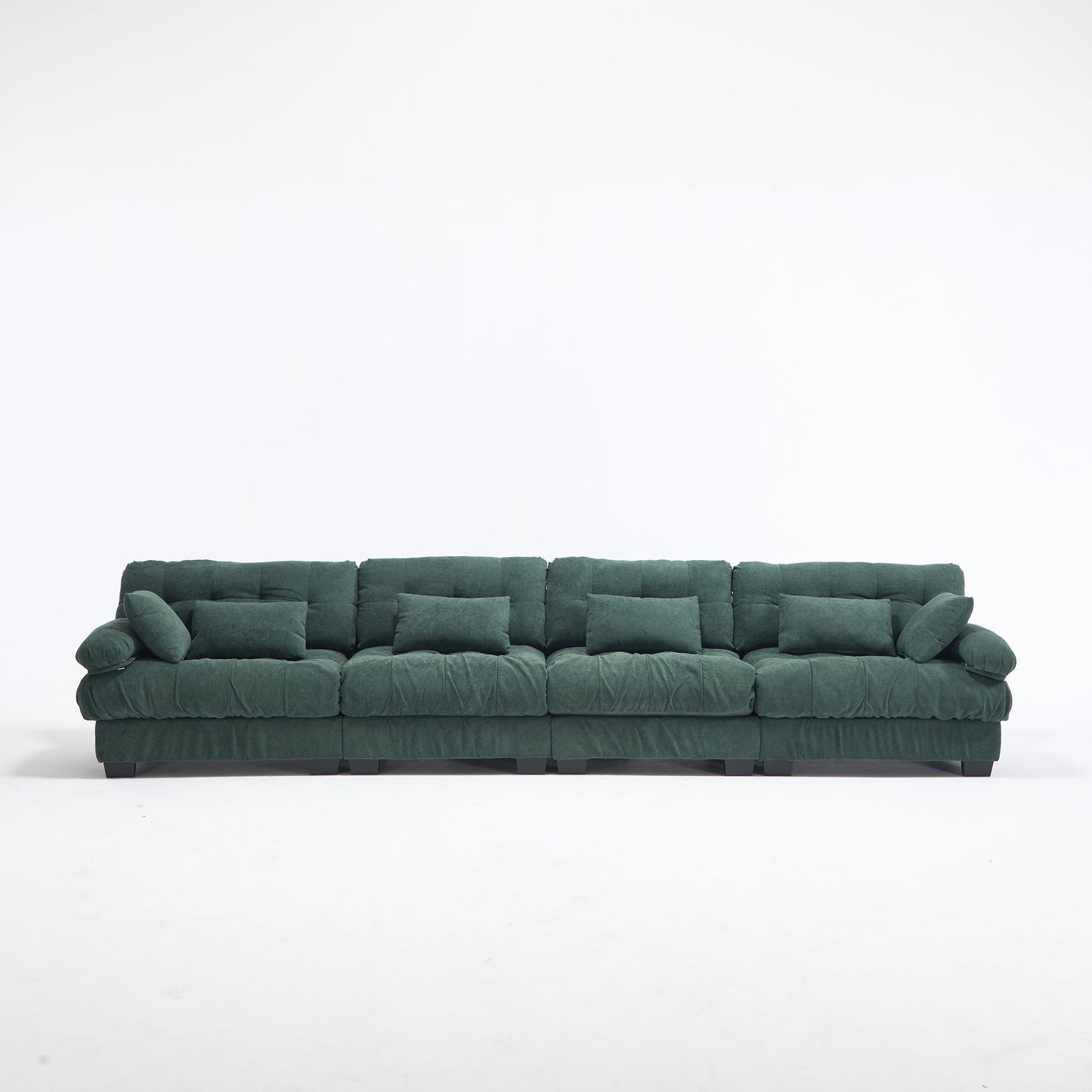 Modular Sectional Sofa Cloud Couch in emerald green velvet with tufted cushions on Tampa Home & Garden Store