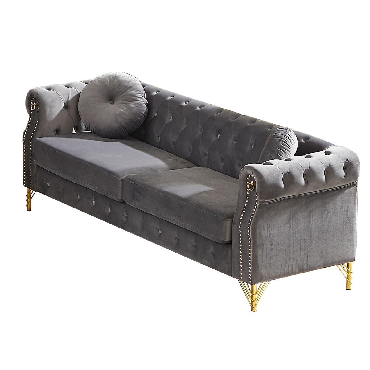 Plush and 82 Inch Velvet Chesterfield Sofa