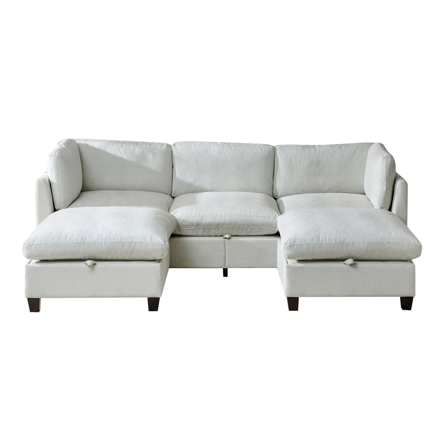 96.5-inch sectional sofa in light gray linen by HouseOfZazla with chaise on Tampa Home & Garden Store