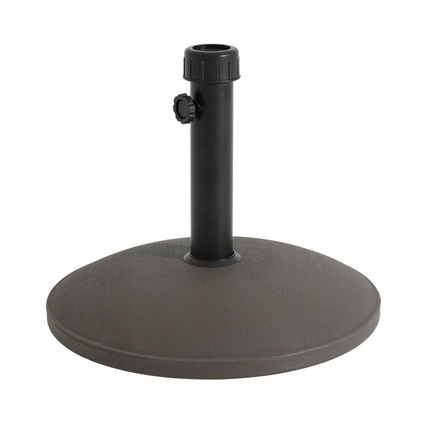 Brown Round Outdoor Umbrella Base and Concrete